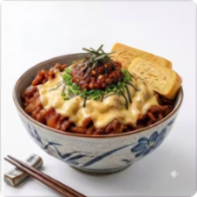Spicy Melted Cheese Gyu Don + Tamagoyaki